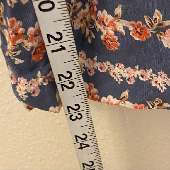 Japna smocked ruffle strapless jumpsuit wide leg palazzo romantic blue floral M - Picture 6 of 11